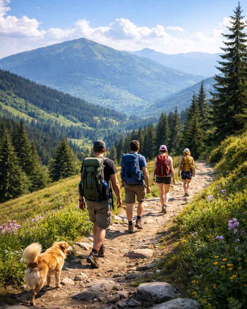 Wędrówka po górach Beskid Żywiecki z psem i rodziną. Szlaki w Soblówce