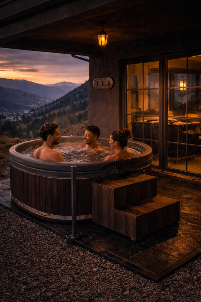 Jacuzzi przy domkach w Beskidzie Żywieckim – relaks w górach z widokiem, sauna i noclegi