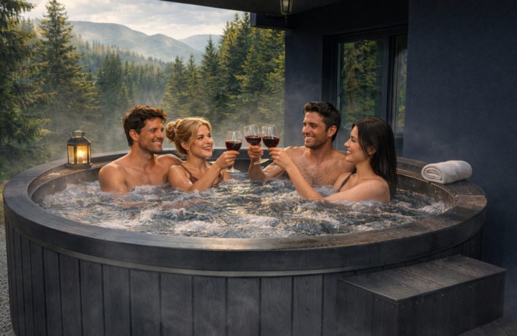 jacuzzi w górach Soblówka Beskid Żywiecki relaks w domkach